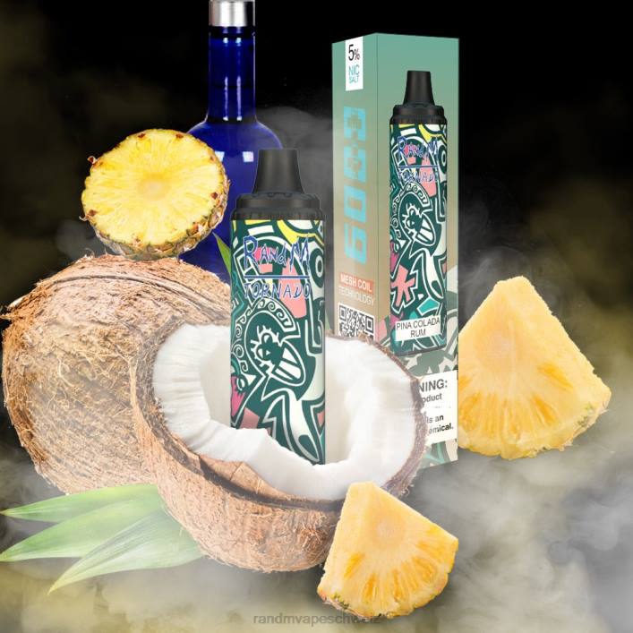 Fumot RandM Vape | RandM Tornado 00P2280 6000 Airflow Control Vape Pod Gerät 1St Pina Colada Rum